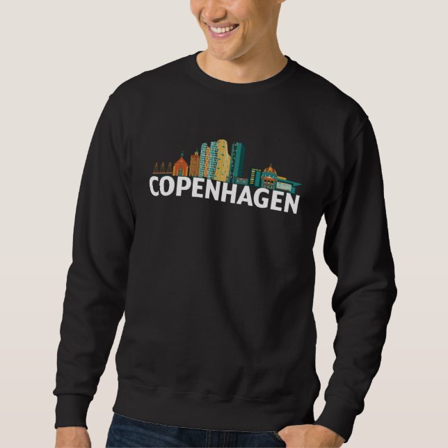 Copenhagen Denmark City Skyline Silhouette Outline Sweatshirt (Vorderseite)
