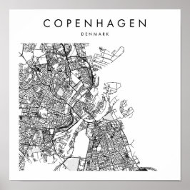 Copenhagen Denmark Minimal Modern Street Map Poster