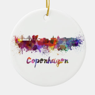 Copenhagen skyline im Watercolor Keramikornament