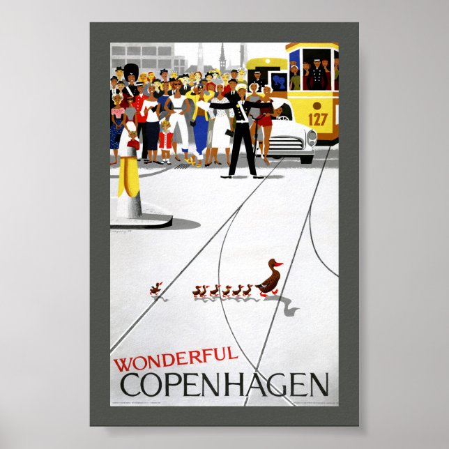 Copenhagen Vintage Reiseplakat Restauriert Poster (Vorne)