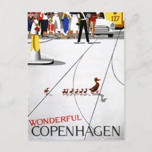 Copenhagen Vintage-Reiseplakat Restauriert Postkarte