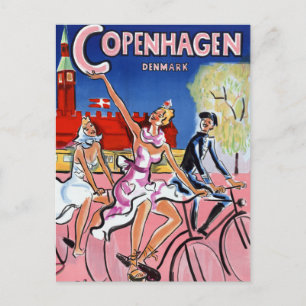 Copenhagen Vintage-Reiseplakat Restauriert Postkarte