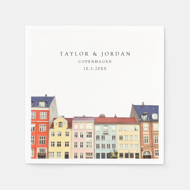 Copenhagen Wedding Custom Paper Cocktail Napkin Serviette (Vorderseite)