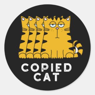 Copied Cat Funny Animal Pub Dark BG Runder Aufkleber