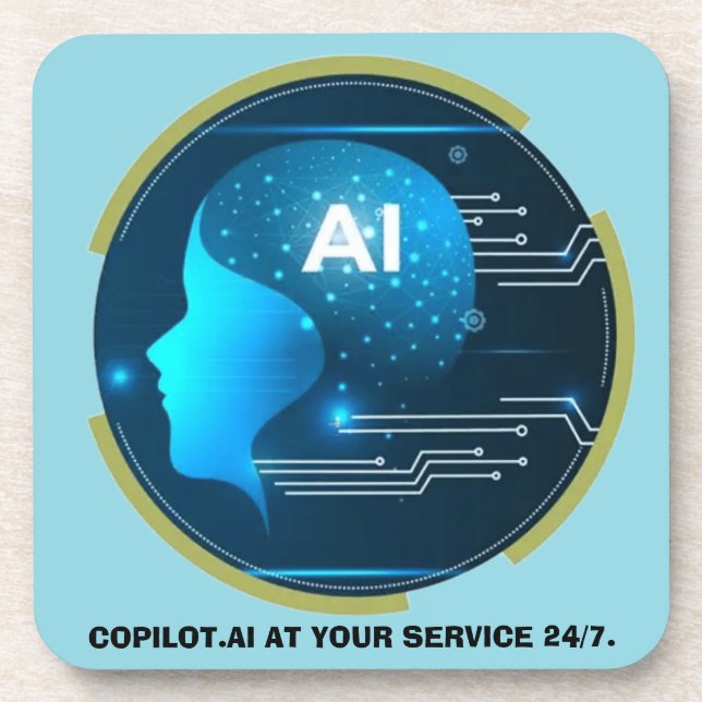 Copilot.AI at your service, 24/7. Getränkeuntersetzer (Vorderseite)