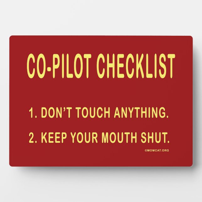 Copilot Checklist: Home: Signs: Fotoplatte (Vorderseite)
