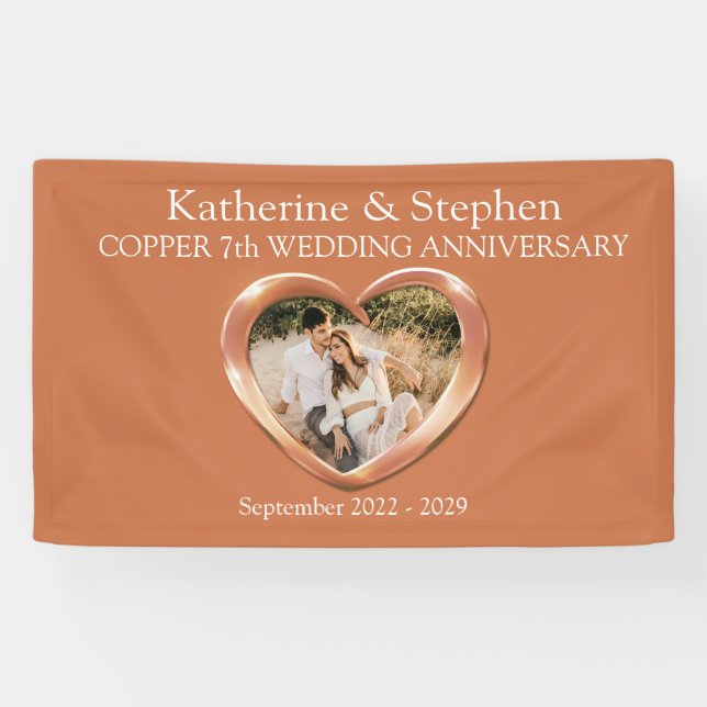 Copper 7. Hochzeitstag Foto-Banner Banner (Horizontal)