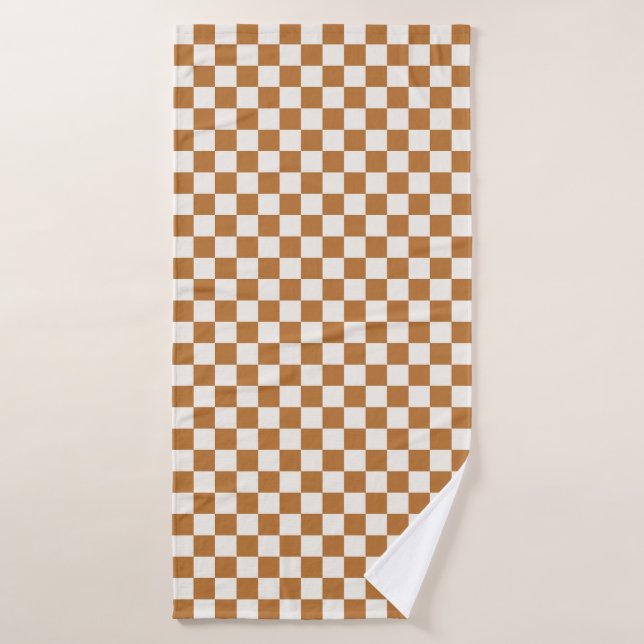 Copper and eggshell checkerboard pattern badhandtuch set (Badehandtuch)