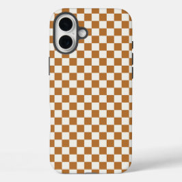 Copper and eggshell checkerboard pattern iPhone 16 plus hülle