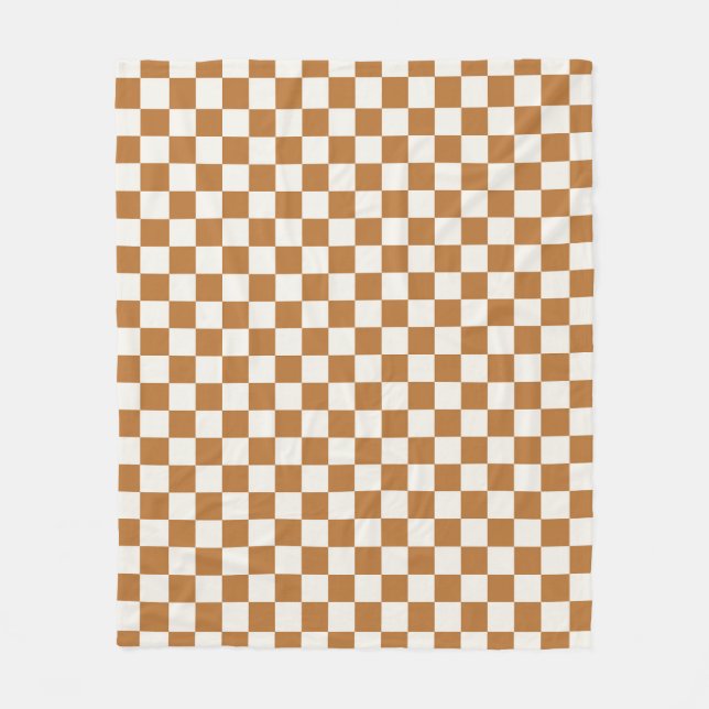 Copper and eggshell checkerboard pattern fleecedecke (Vorderseite)