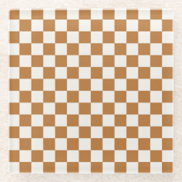 Copper and eggshell checkerboard pattern glasuntersetzer