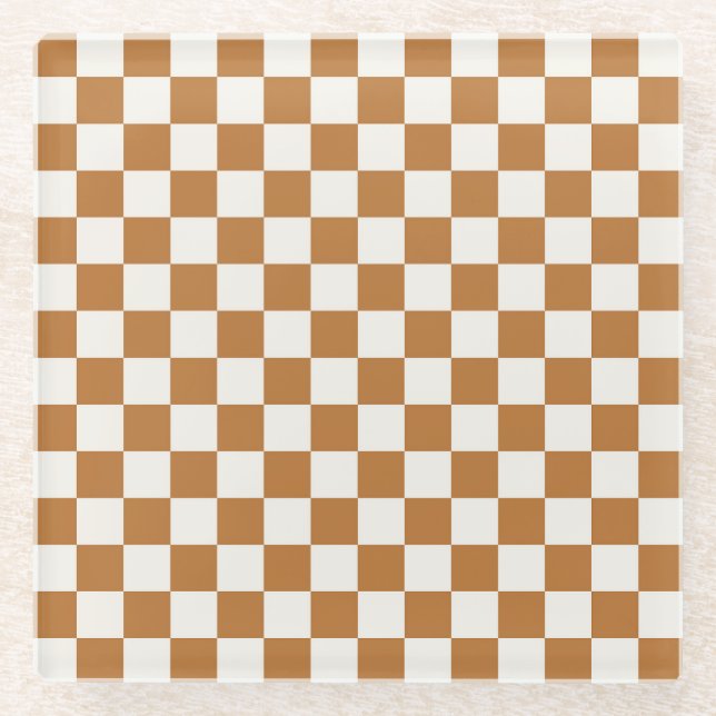 Copper and eggshell checkerboard pattern glasuntersetzer (Vorderseite)