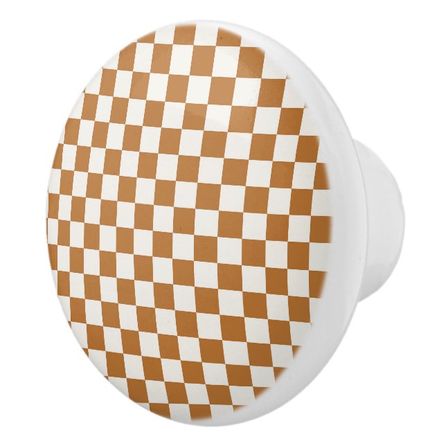Copper and eggshell checkerboard pattern keramikknauf (Rechts)