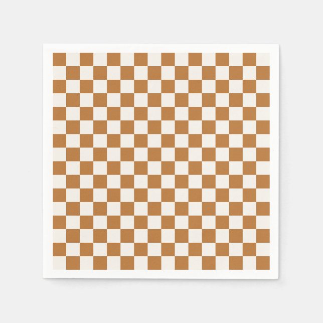Copper and eggshell checkerboard pattern serviette (Vorderseite)