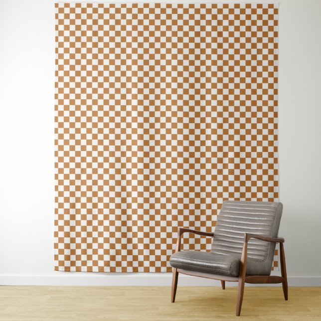 Copper and eggshell checkerboard pattern wandteppich (Beispiel)