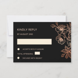  Copper Black Wedding RSVP Karte