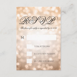 Copper Bokeh Lights Elegant Wedding UAWG RSVP Karte