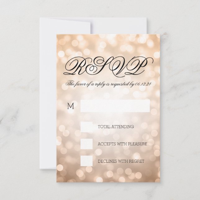 Copper Bokeh Lights Elegant Wedding UAWG RSVP Karte (Vorderseite)
