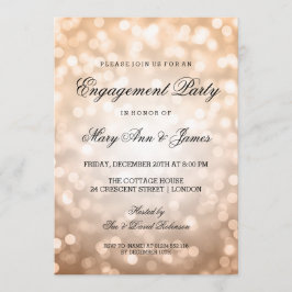 Copper Bokeh Lights Elegante Engagement Party Einladung