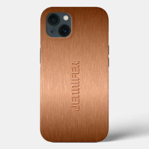 Copper Brown Metallic Brushed Aluminum Look iPhone 13 Hülle