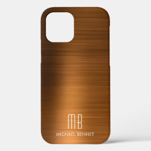 Copper Brown Metallic Monogram Case-Mate iPhone-Hü iPhone Hülle