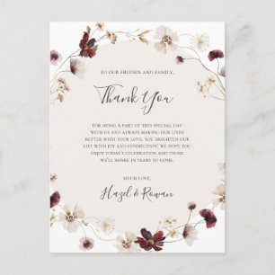 Copper Burgundy Wildblume Danke Karte