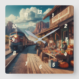 Copper Canyon Express Quadratische Wanduhr