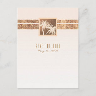 Copper & Cream Tropische Palmen Save the Date Ankündigungspostkarte