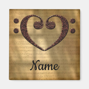 Copper Double Bass Clef Heart Customized Magnet