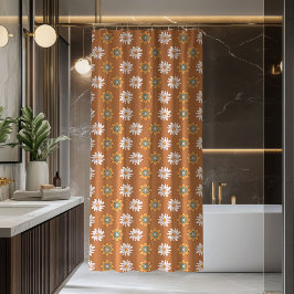 Copper Floral Curtain Pastel Boho Bathroom Duschvorhang