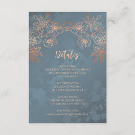 Copper Floral Line Art Dusty Blue Begleitkarte