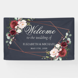 Copper Geometric Burgundy Blue Elegante Hochzeit Banner