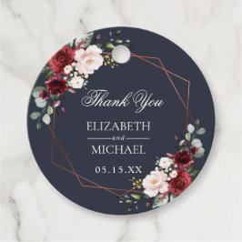 Copper Geometric Burgundy Blue Elegante Hochzeit Geschenkanhänger