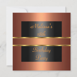 Copper Gold Black 18. Geburtstagsparty Einladung