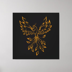 Copper Gold Phoenix steigt auf schwarz Leinwanddruck