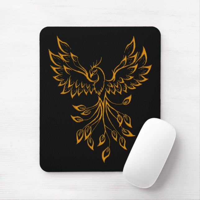 Copper Gold Phoenix steigt auf schwarz Mousepad (Mit Mouse)