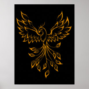 Copper Gold Phoenix steigt auf schwarz Poster