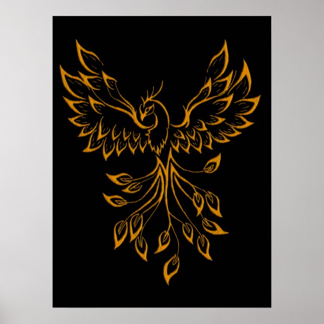 Copper Gold Phoenix steigt auf schwarz Poster (Vorne)