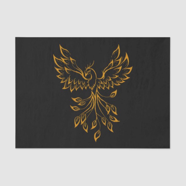 Copper Gold Phoenix steigt auf schwarz Seidenpapier (Vorderseite)