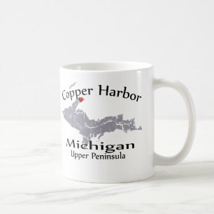 Copper Harbour Michigan Heart Heart Map Design Tas Tasse
