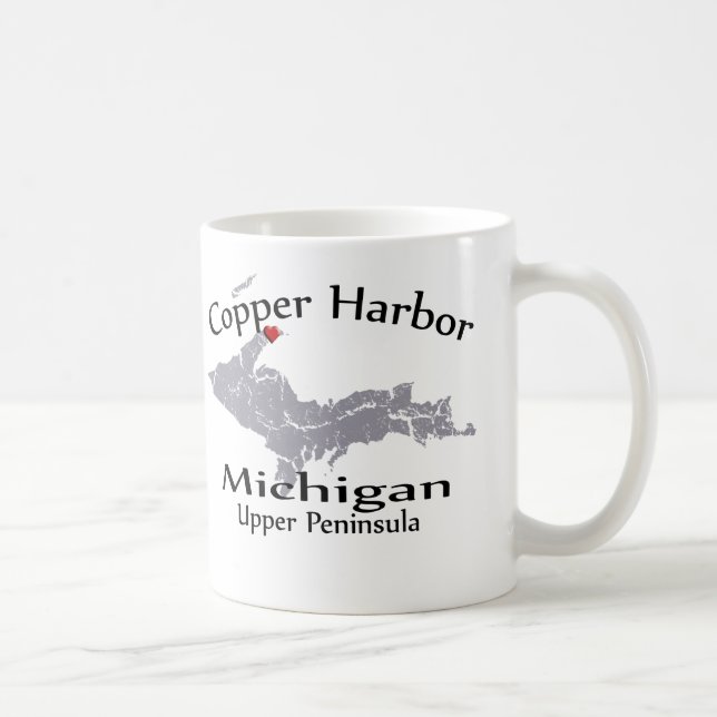 Copper Harbour Michigan Heart Heart Map Design Tas Tasse (Rechts)