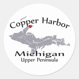 Copper Harbour Michigan Heart Heart Map Sticker