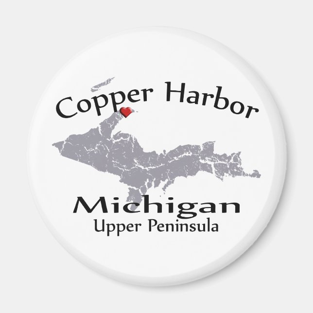 Copper Harbour Michigan Herz Karte Design Magnet (Vorne)