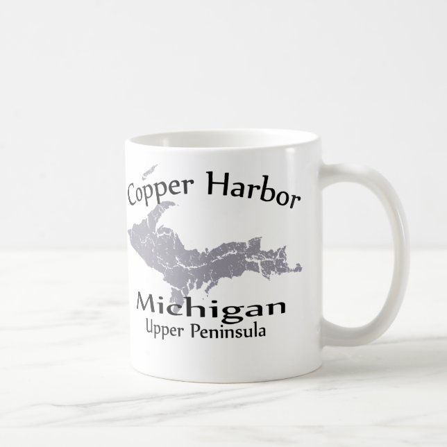 Copper Harbour Michigan Herz Karte Design Tasse (Rechts)