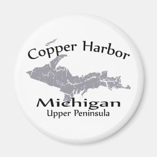 Copper Harbour Michigan Map Design Magnet