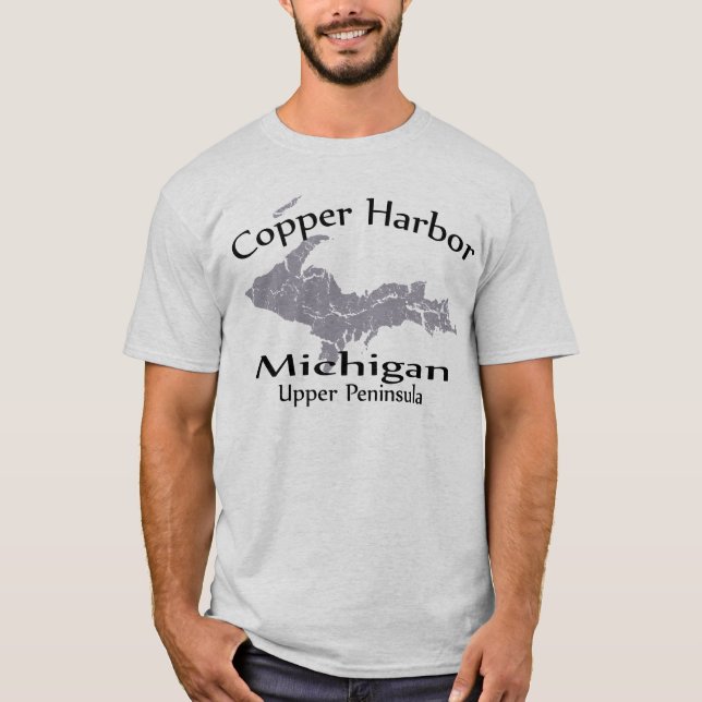 Copper Harbour Michigan Map Design T - Shirt (Vorderseite)