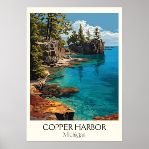 Copper Harbour Michigan Vintager Lake Superior Art Poster