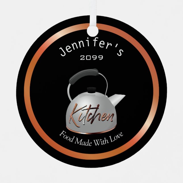 Copper Kitchen Food Made With Love  Ornament Aus Metall (Vorderseite)