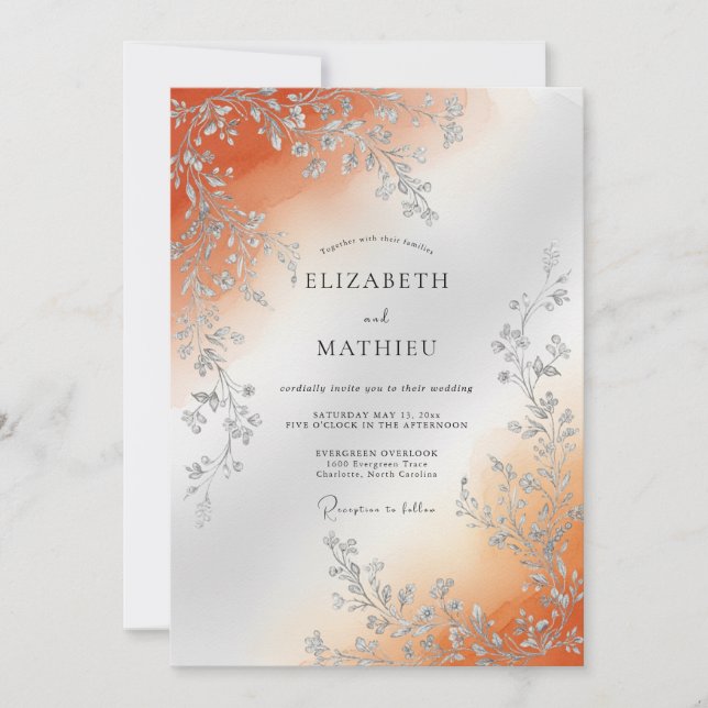 Copper Lustrous Autumnal Wedding Einladung (Vorderseite)