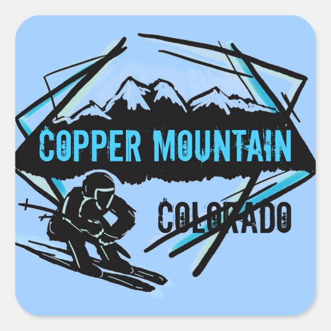 Copper Mountain Colorado blaue Skiköckchen Quadratischer Aufkleber (Vorderseite)